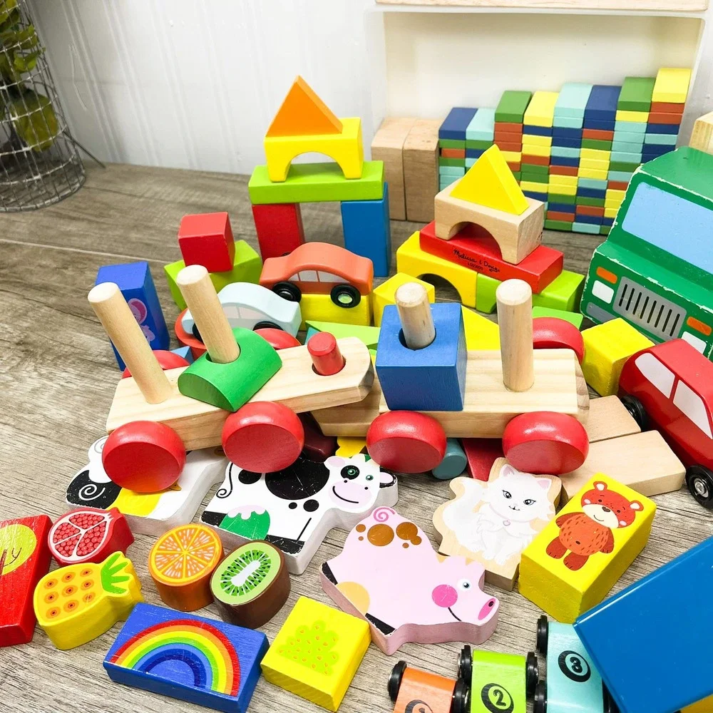 Montessori Wooden Building Blocks, Melissa and Doug Dump Truck and Wood Blocks